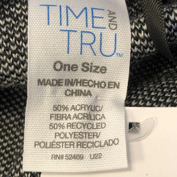 NWT TIME AND TRU Ruana Buffalo Check Wrap Open Front Cardigan Blk\White OS - Picture 7 of 7